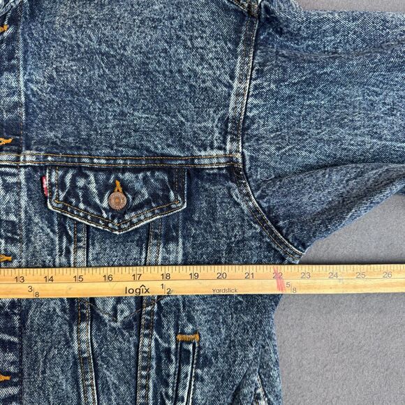 VTG 80s Levis Jean Jacket L 70507 0227 USA 4 Pocket ACID Wash DENIM Trucker Blue - Picture 4 of 10